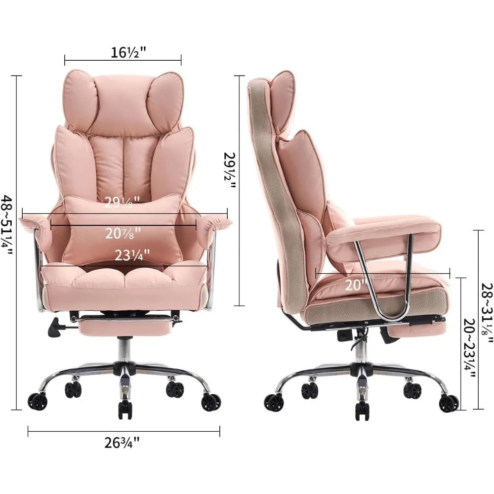 "durable heavy-duty office chair for 400lbs capacity with footrest, ideal for home office desks, available in pink for big and t - Kimlud