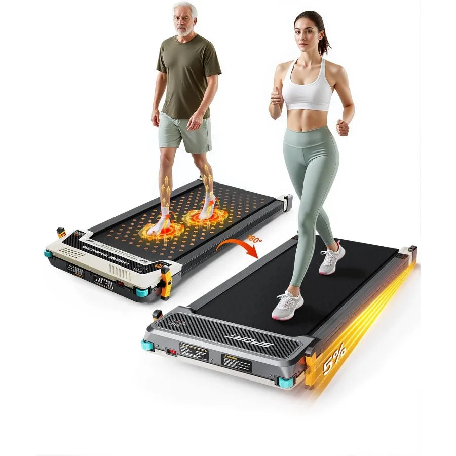 Walking Pad with Incline Under Desk Treadmill with 2 Control Options Ultra Slim Design and Double Shock Absorption LED...