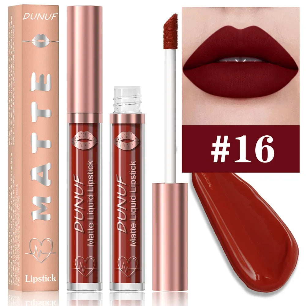 18 Color Waterproof Lip Gloss Nude Apricot Matte Liquid Lipstick Transparent Lip Oil Sexy Rose Red Velvet Matte Lipstick Make Up - Kimlud