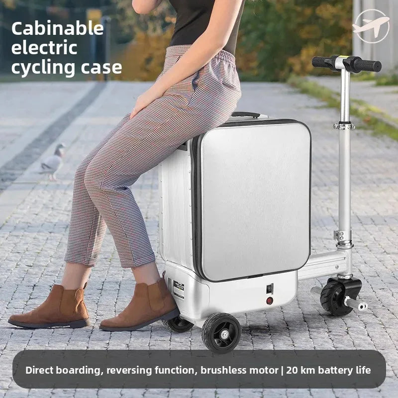 Electric Suitcase Scooter Can Ride 20 Inches Front Open Cover Boarding Password Suitcase Multi-function Pull - Kimlud