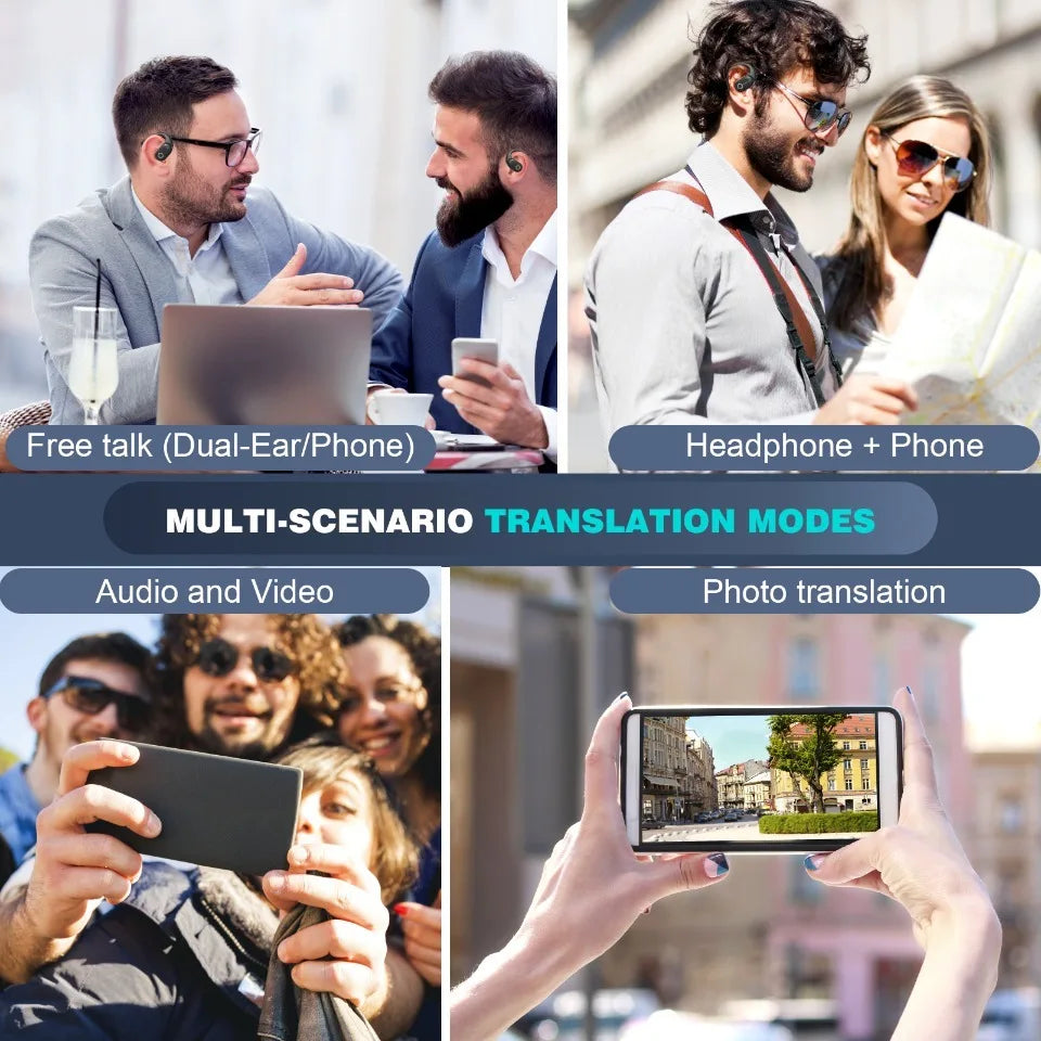 KOUO 800Pro Translation Earphones 164 Languages Real Time Video Conference Translator Wireless Bluetooth Earbuds Lifetime Free