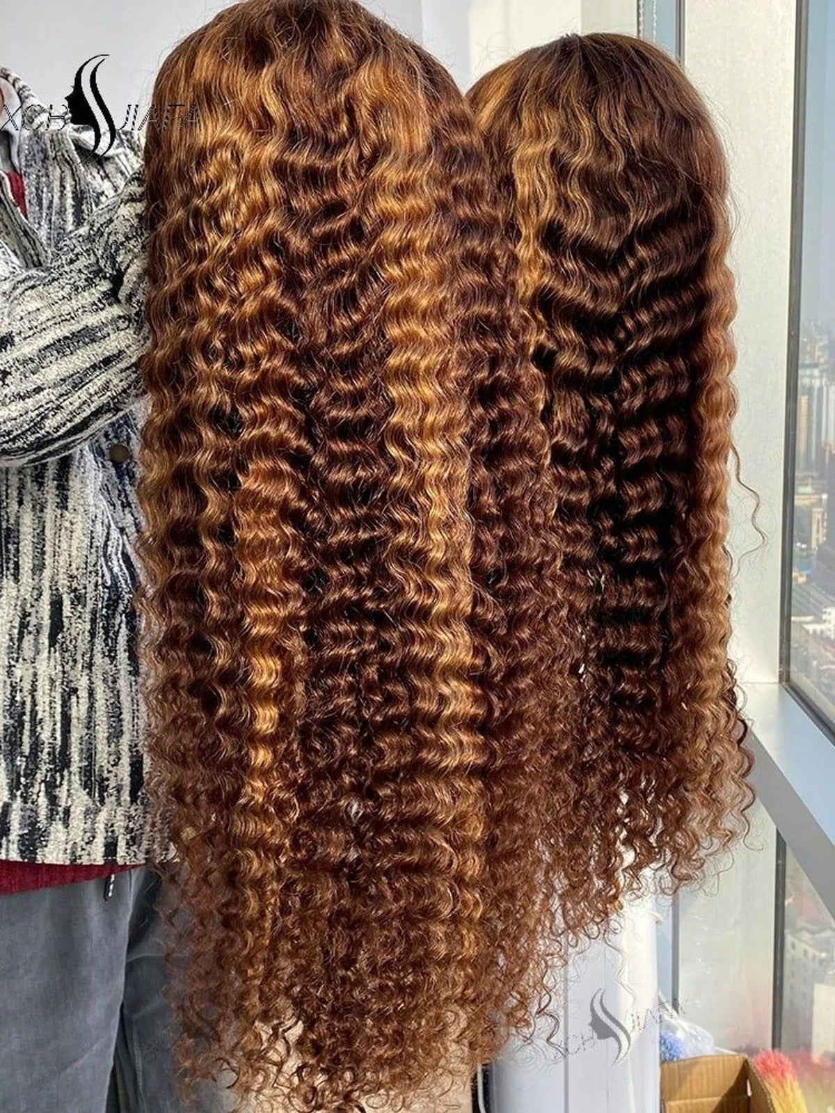 Deep Wave 5x5 13x4 Lace Wig Invisible Strap P427 Highlight Human Hair Wigs Brazilian Preplucked Water Wave 250 Density Curly Wig