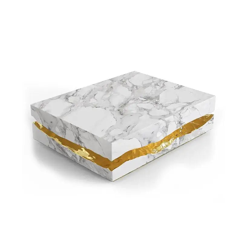 Italian Luxury Freeform Coffee Table w/ Metal Base -Designer Marble Top & Waterproof Surface for Villa Mansion Living Room Decor - Kimlud