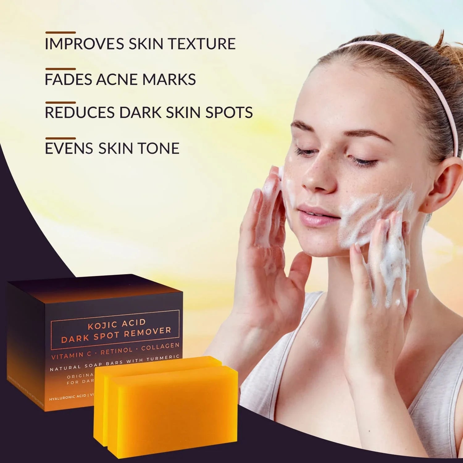 Kojic Acid Dark Spot Remover Whitening Soap Handmade Skin Care Deep Cleaning Moisturizing Cleansing Essential Soap...