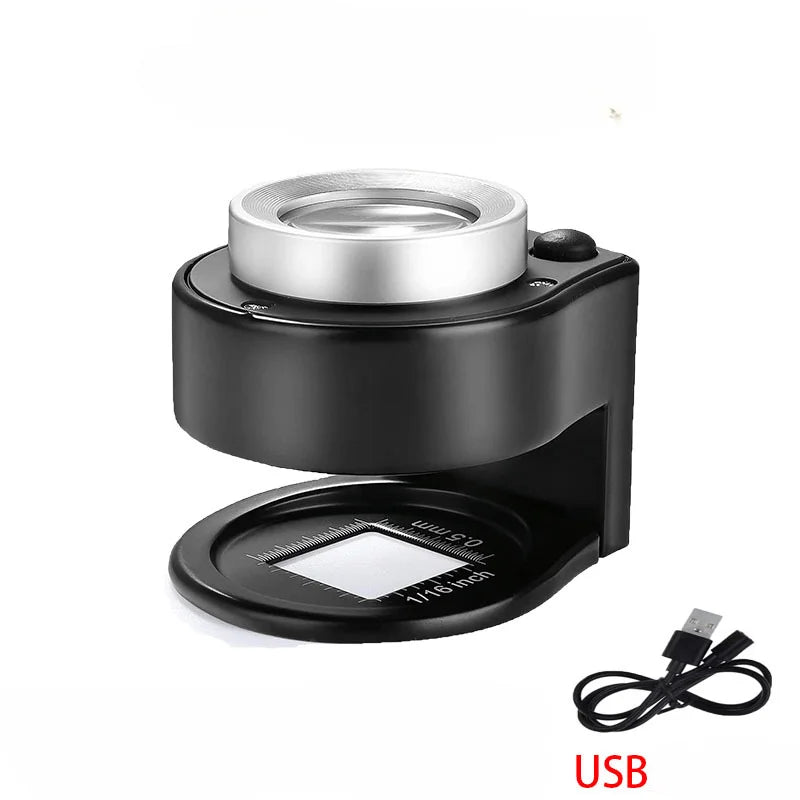 60x magnifying glass USB rechargeable Magnifier Glass Optical Glass Lens Loupe with 6 LED UV lights for Coin Stamps Jewelry