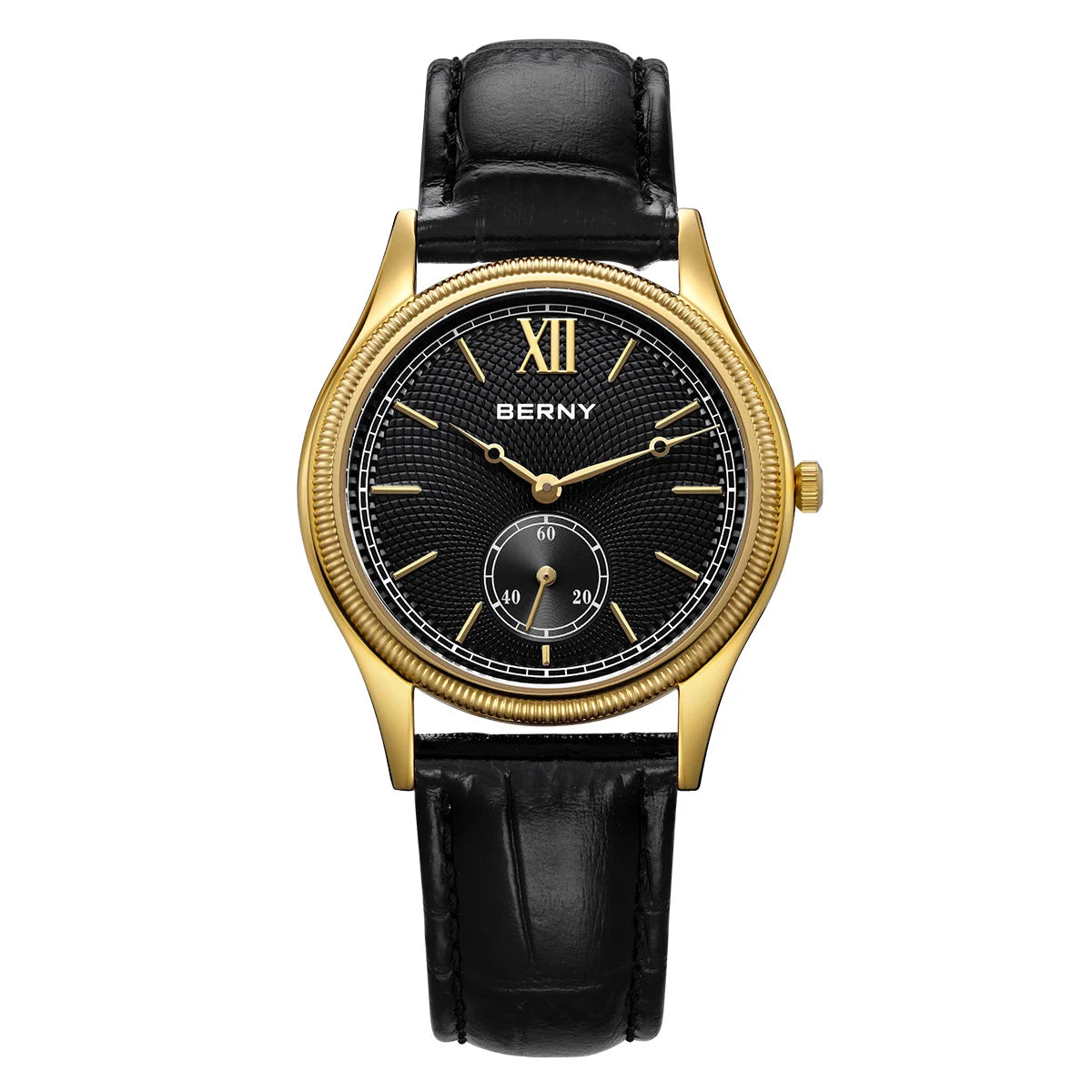 BERNY Luxury Watches for Men Ultra-Thin Classic Elegance Dress Gold Quartz Men's Watch Leather Strap Fashion Business Wristwatch
