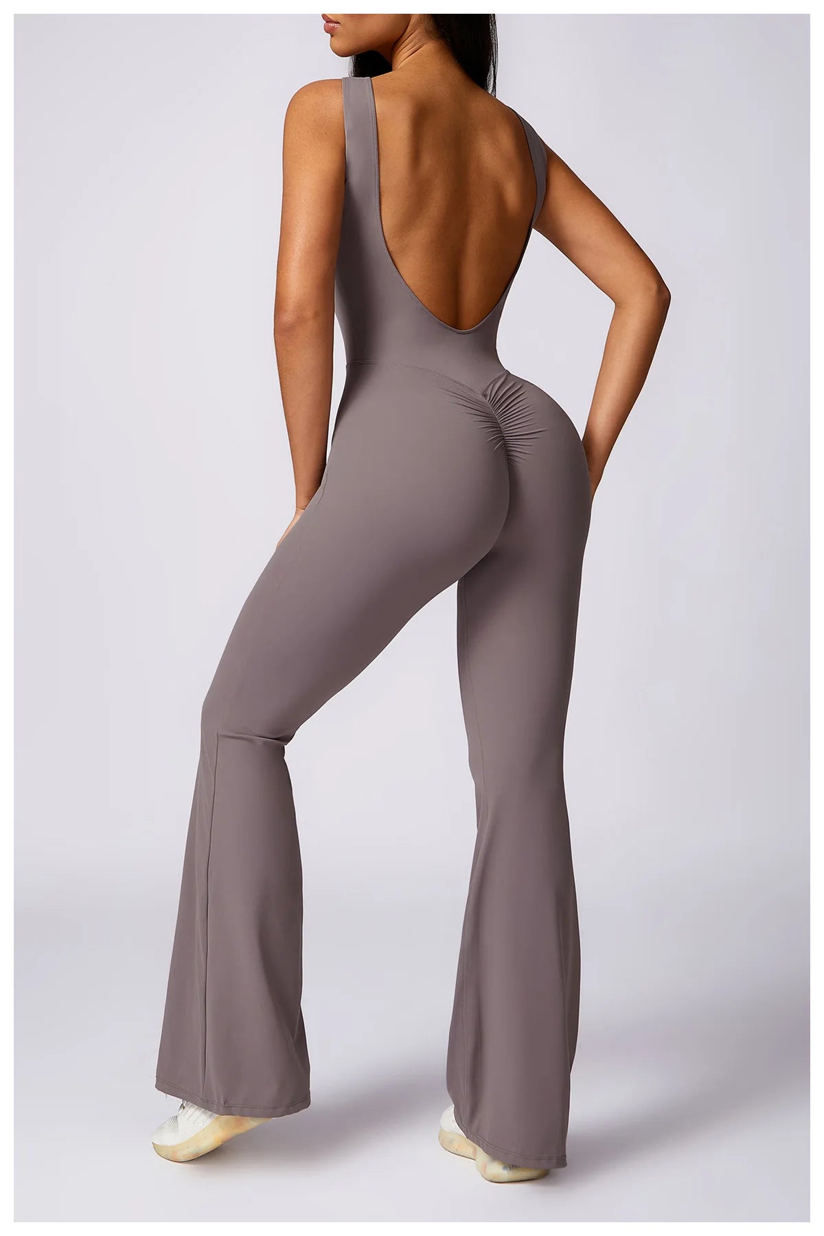 Hollow Out Backless One Piece Yoga Jumpsuit Women Sport Sleeveless Fitness Gym Suit Workout Exercise Skinny Flare Bodysuits