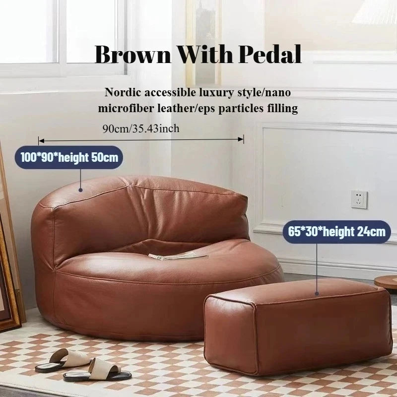 Lazy Sofas Living Room Single Sofa Modern Design Sofa for 1 Person Can Lie Down Beanbag Tatami Thickened Leather Home...