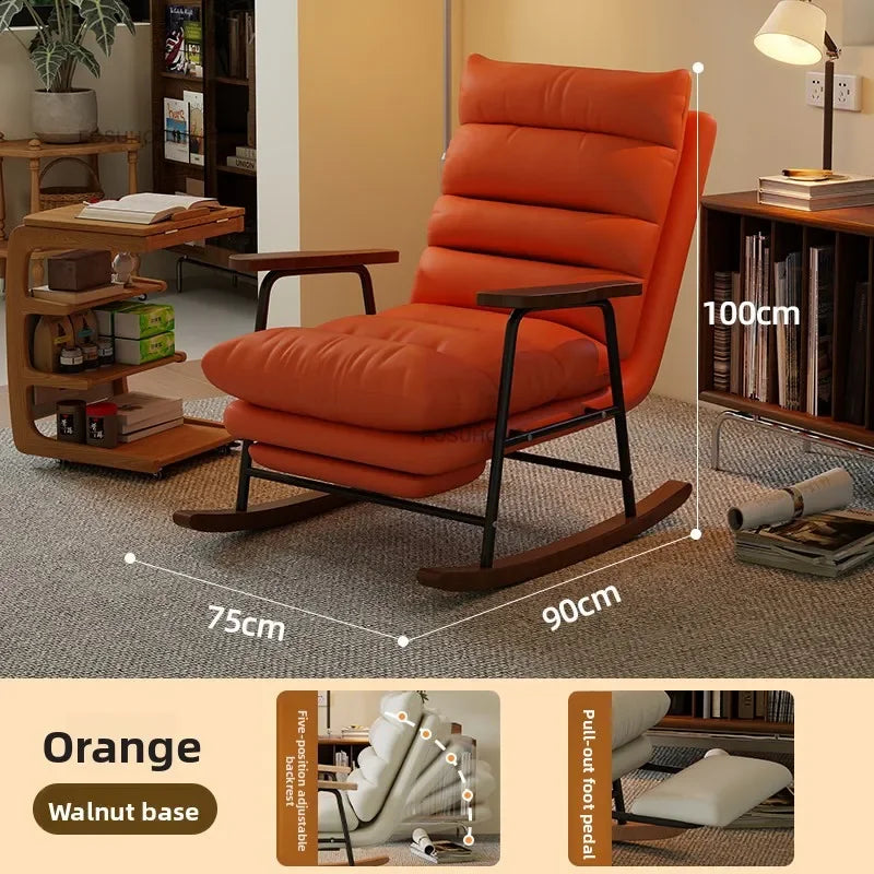 Modern Adjustable Backrest Leisure Living Room Chairs Luxury Rocking Chair for Bedroom Small Apartment Armchair Home Furniture - Kimlud