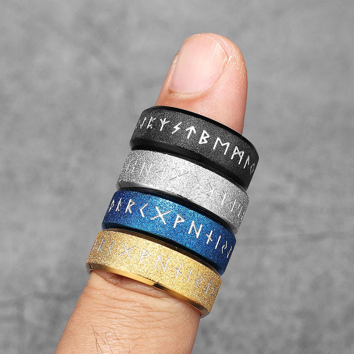 Viking Runes Simple Matte Shiny Stainless Steel Men Rings Punk New In For Male Women Fashion Jewelry Creativity Gift Wholesale