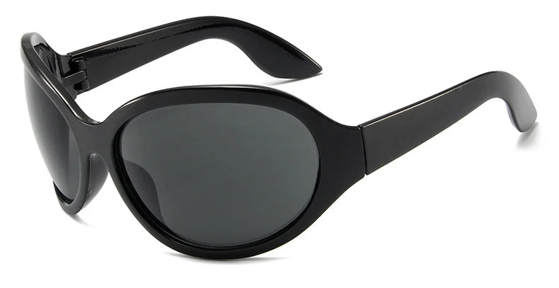 Oversized Y2K Sunglasses Women Lady Trendy Big Frame Vintage Wrap Around Glasses Fashion Punk Silver Shades - Kimlud