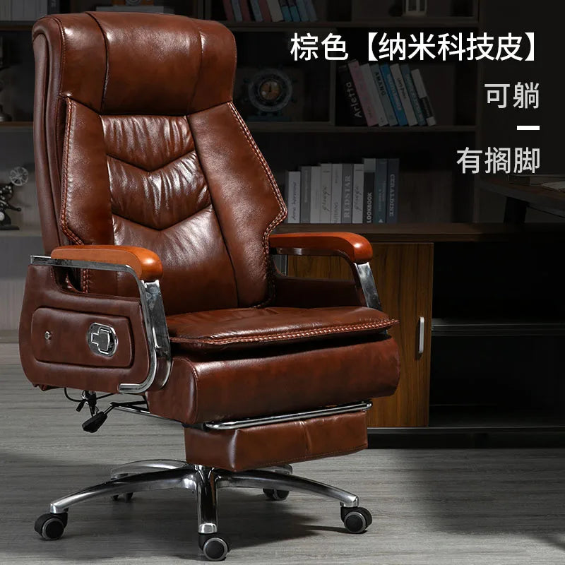 Swivel Office Chair Recliner Vintage Leather Study Arm Office Chair Ergonomic Luxury Cadeira Para Computador Furniture Home