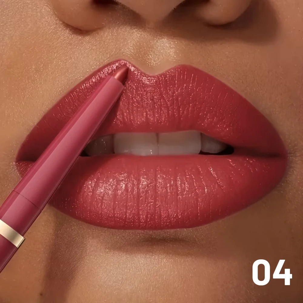 High Pigment Matte Nude Lip Liner Pencil, Waterproof Long Wear Smooth Retractable Lip Contour Makeup - Kimlud