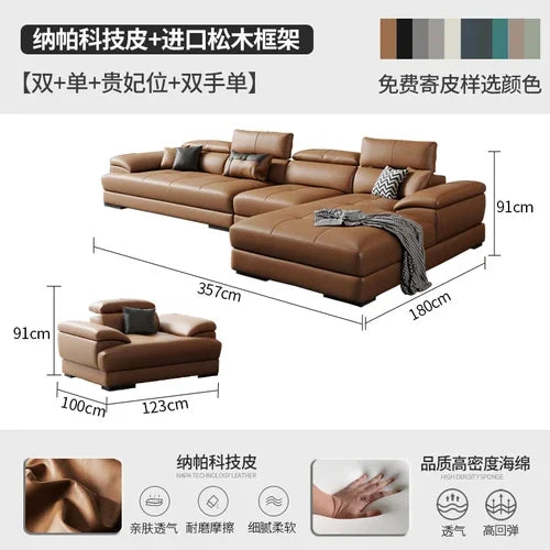 European Living Room Sofa Genuine Leather Sectional Corner Sofas Modular Luxury Sofa Sala De Estar De Luxo Modern Furniture - Kimlud