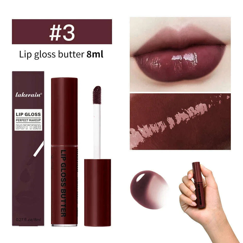 Butter Non-stick Cup Gloss Lip Gloss Moisturizing Mirror Lip Gloss Lasting Color Lip glaze Dye Lip Liquid Makeup For Women 8ml