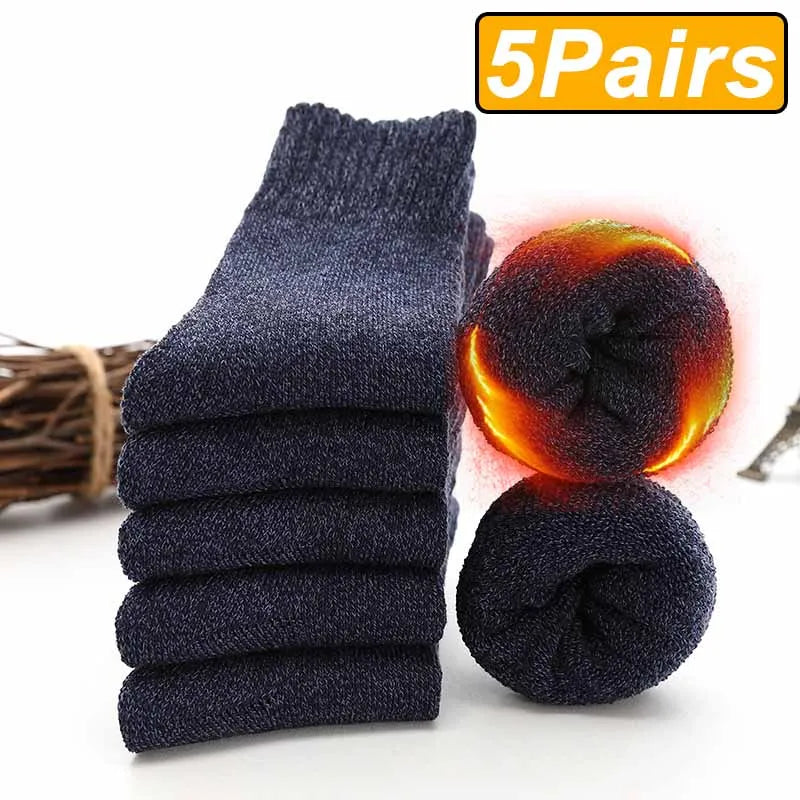 5Pairs Winter Thicken Wool Merino Socks Women Towel Keep Warm Winter Socks Cotton New Year Christmas Gift Russia Socks...