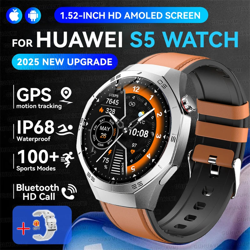2025New GUHUAVMI GT5 Pro Smart Watch Men HD AMOLED Screen GPS Motion trajectory HeartRate Bluetooth Call 1.52" SmartWatch IP68