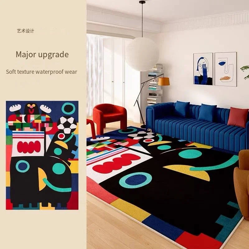 VIKAMA Ins Dopamine Abstract Living Room Sofa Rug Advanced Sound Insulation Waterproof Non-Slip Bedroom Bed Cushion Home Decor - Kimlud