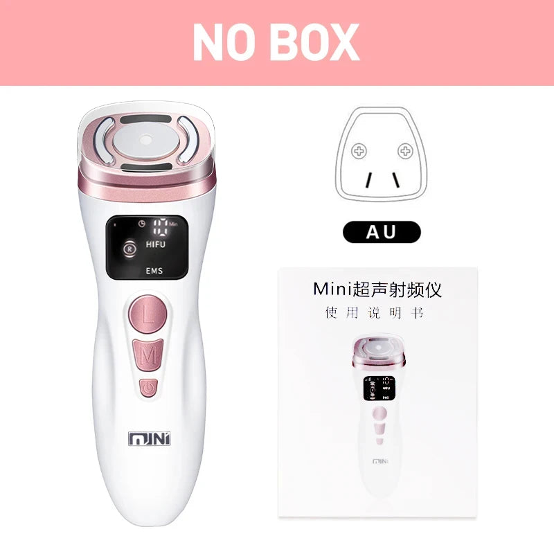 New Mini HIFU Ultrasonic Machine EMS Microcorriente Facial Lifting Firming Skin Care Anti Wrinkle Massager