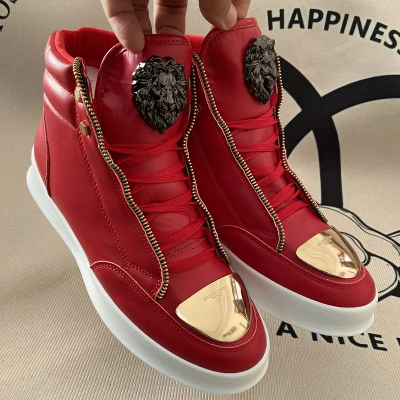 original shoes brand high top casual shoes for man zip decoration casual sneakers mens ankle boots sports hip-hop running shoes - Kimlud