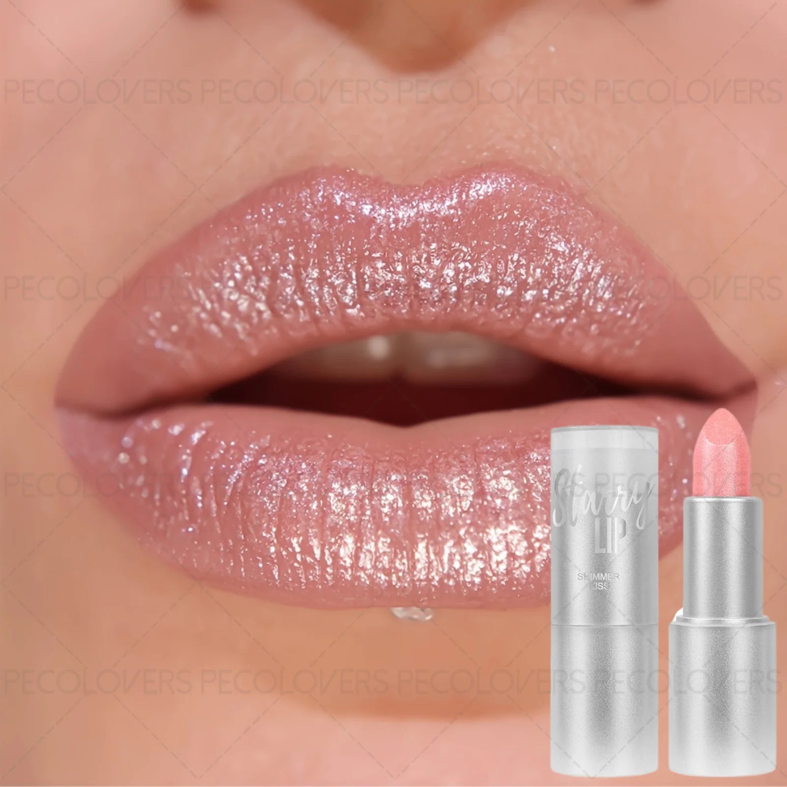 1pc Sparkling Pearlescent Lipstick, Long-Lasting, Shimmering Glitter Finish, Ideal for Music Festivals & All Skin Types...