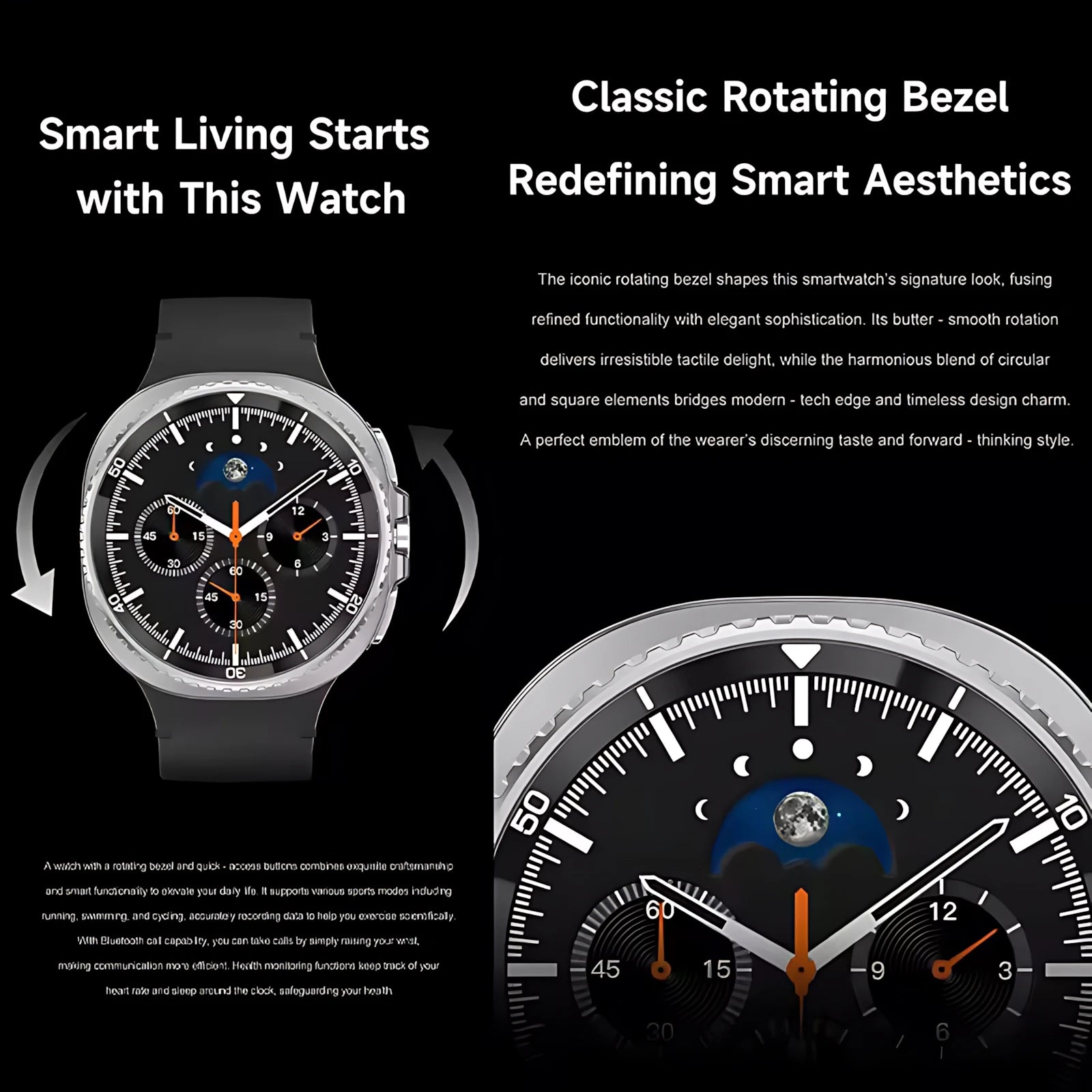 New Smart Watch 8 classic Rotating Dial AMOLED HD Screen Men's GPS NFC Sport modes Fitness Heart Rate Bluetooth Call Smart Watch