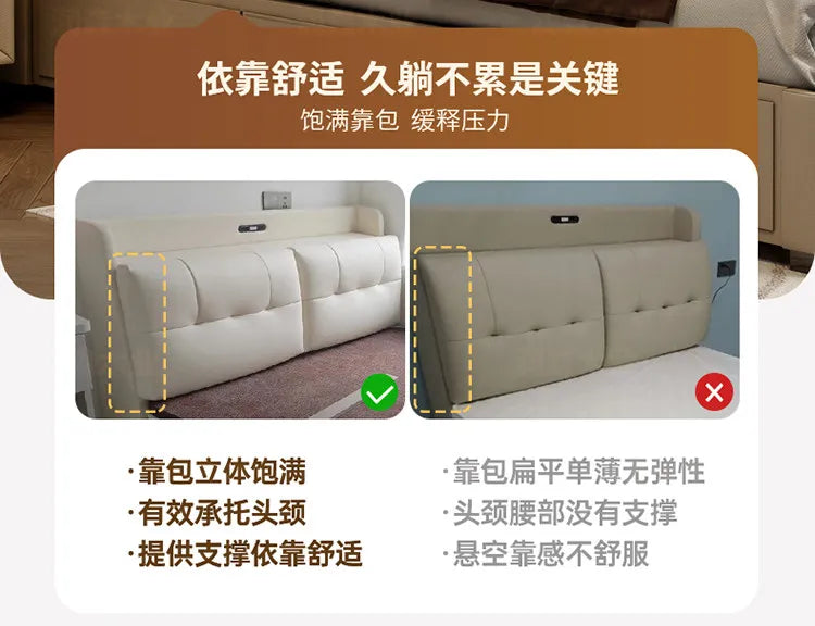 Double 1.8m Beds Storage Headboard Upholstery Minimalist Drawers Beds Frames Multifunctional Muebles Para El Hogar Furniture