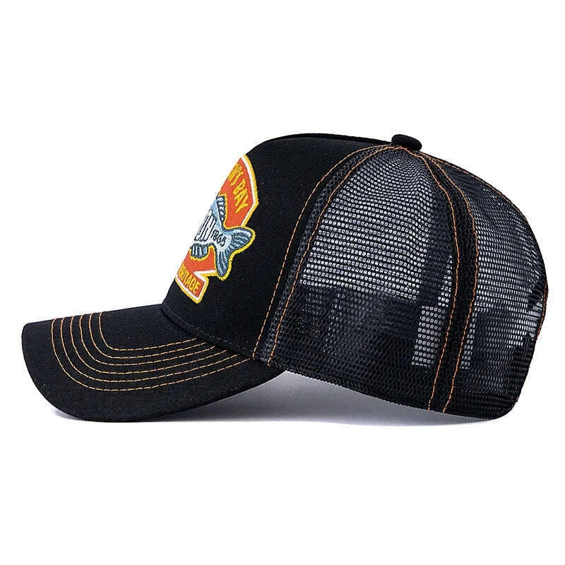 Hot Sale Unisex Summer Fishing Cap Breathable Mesh Trucker Hat Men Women Big Fish Fisherman Sports Snapback Hat Outdoor Cap