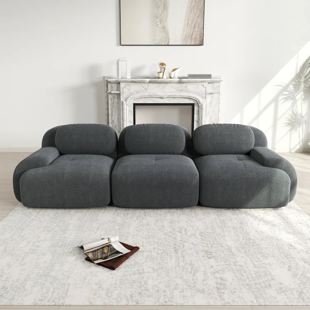 3-seater Sofa in Premium Cordsamt, Non-slip, Ergonomic Armrests and Highly Elastic Upholstery for Living Room and Bedroom, Green - Kimlud