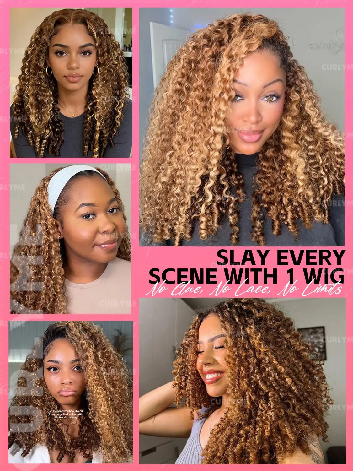 Highlight Burmese Curly 3 IN1 Half Wig Human Hair With Drawstring 250 Density Glueless Half Wig Flip Over Burmese Curly Half Wig