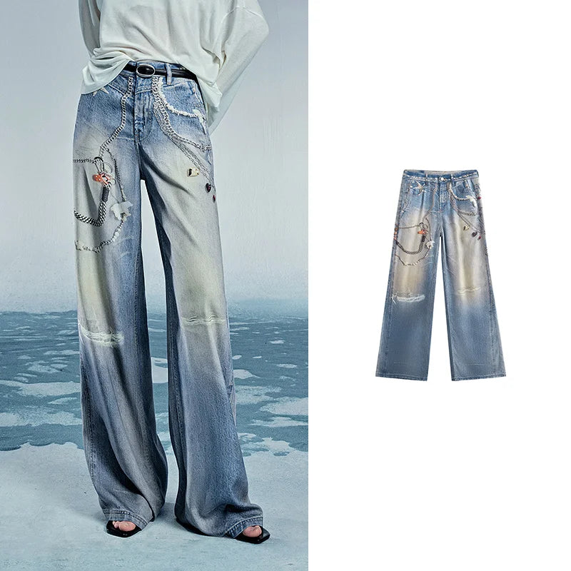 TOYOUTH Women Denim Jean 2025 Spring New Long Pants 8518053 | Kimlud Office Luxury Pants