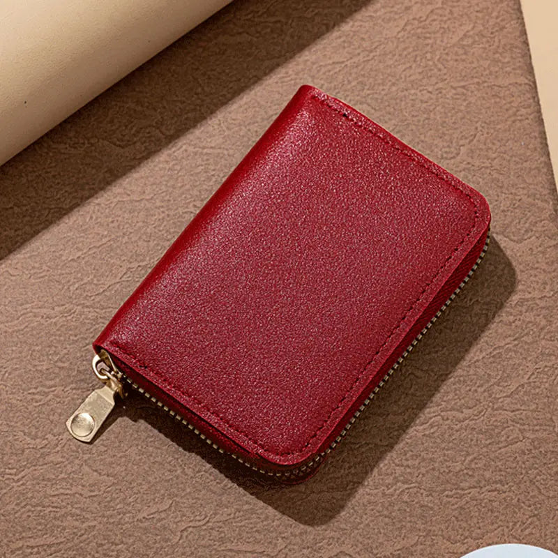 1pc Organ Card Bag Korean Edition Portable Women's Short Bank Card Cover Business Card Clip Zipper Vertical Handheld Bag - Kimlud