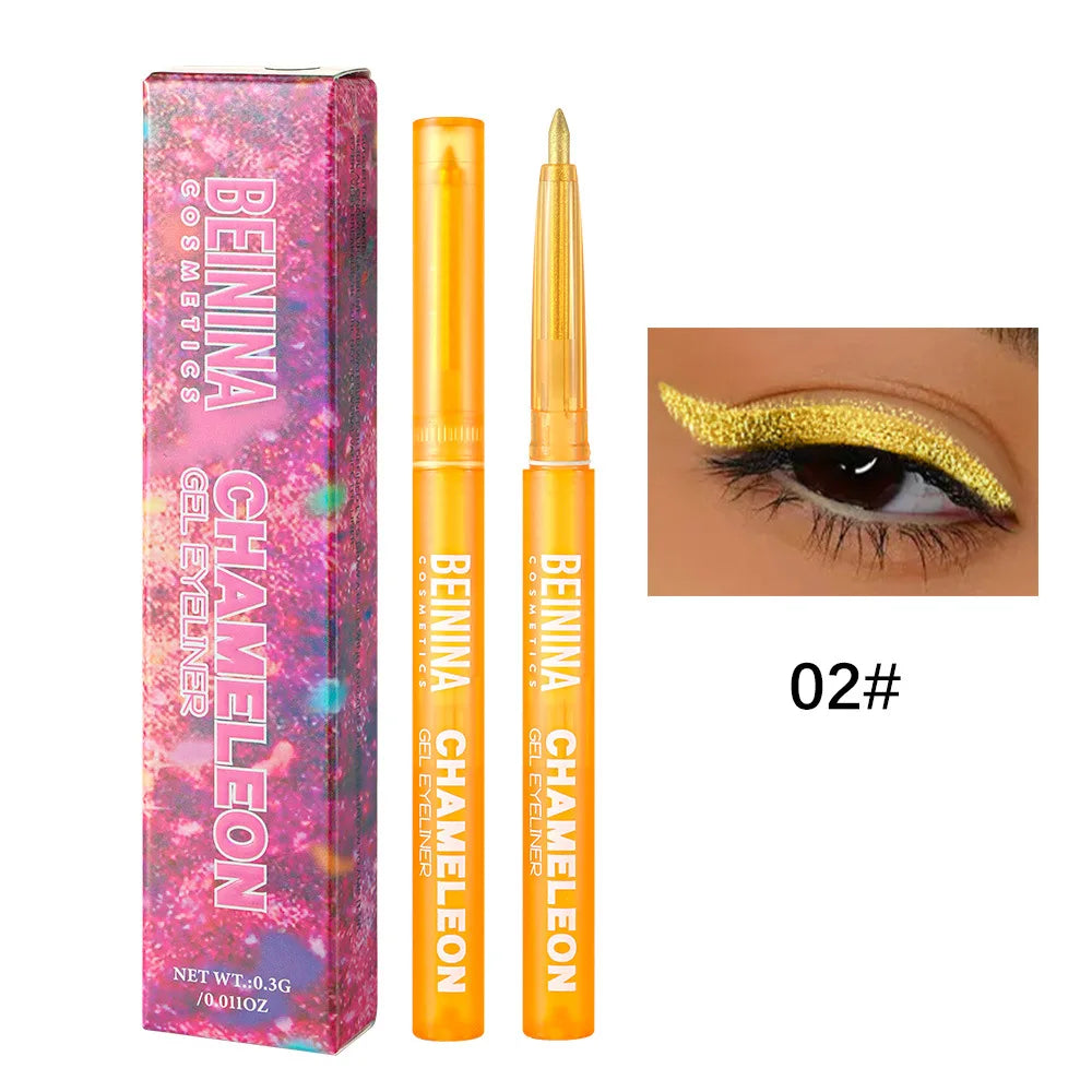 Shiny Chameleon Metallic Blue Eyeliner Gel Pen Eyeshadow Multicolor Eye Liner Pearlescent Polarized Glitter Eyes Pigment...