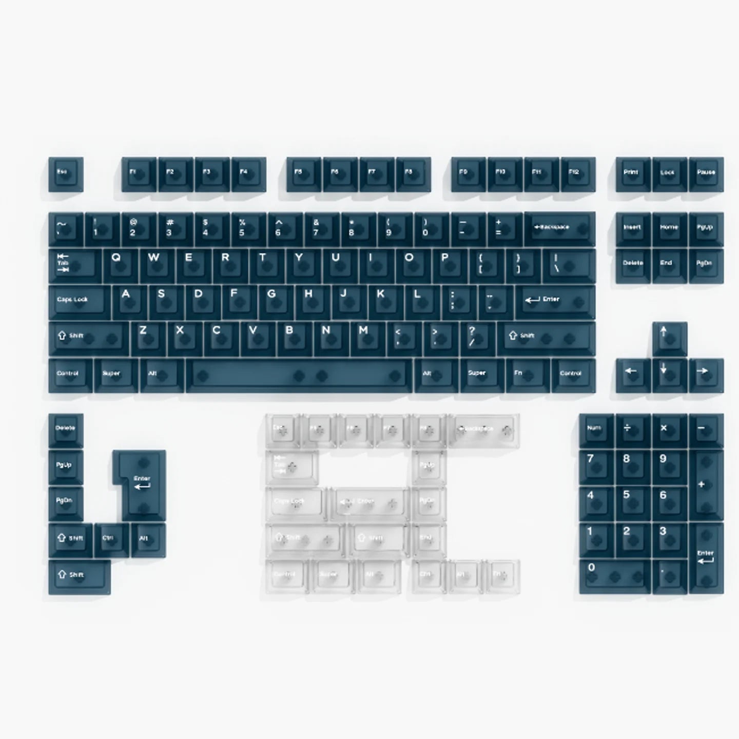 Multicolor Transparent PC Keycaps Cherry profile Shine Through Keycap Sets With Numberpad Key Cap for MX Mechanical Keyboard