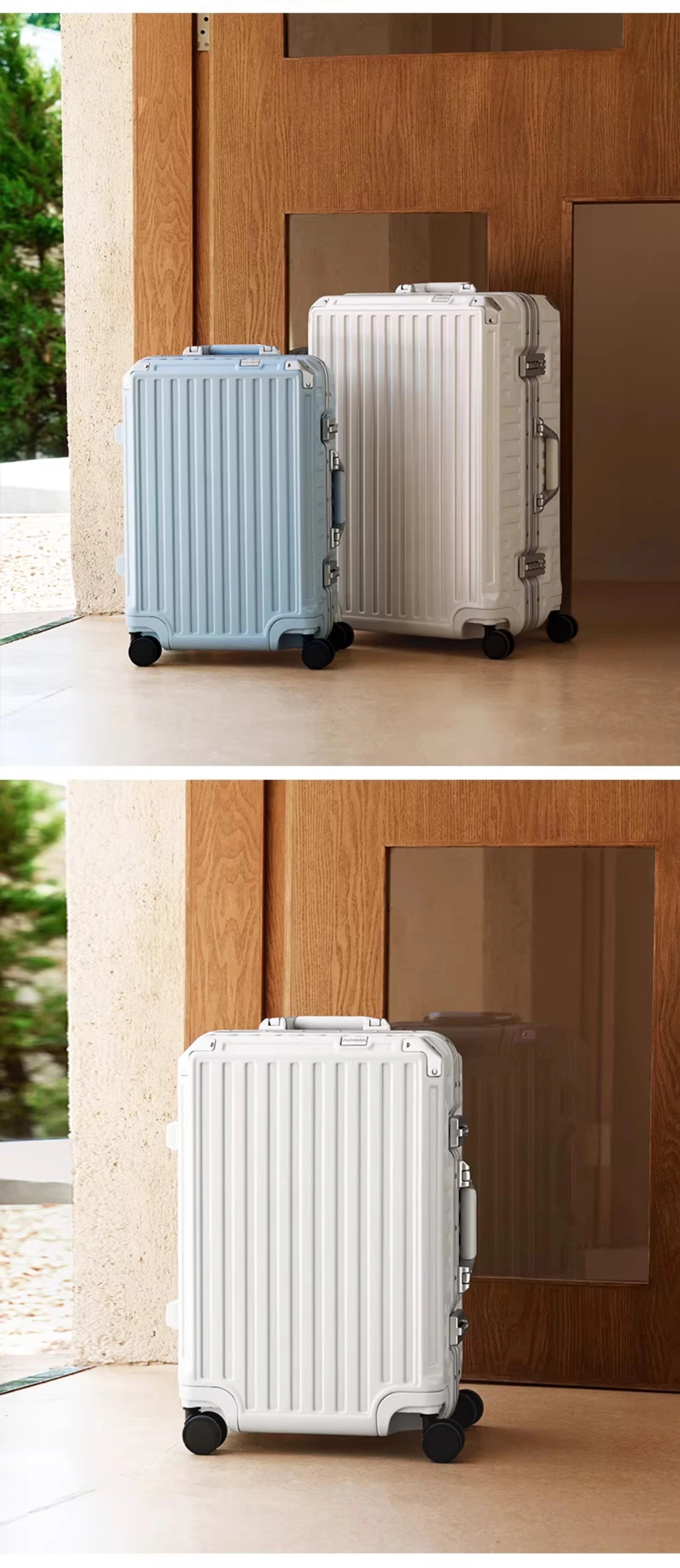 New ultra sturdy aluminum frame luggage, high aesthetic board case, universal wheel business travel box set, optional 20-28 inch