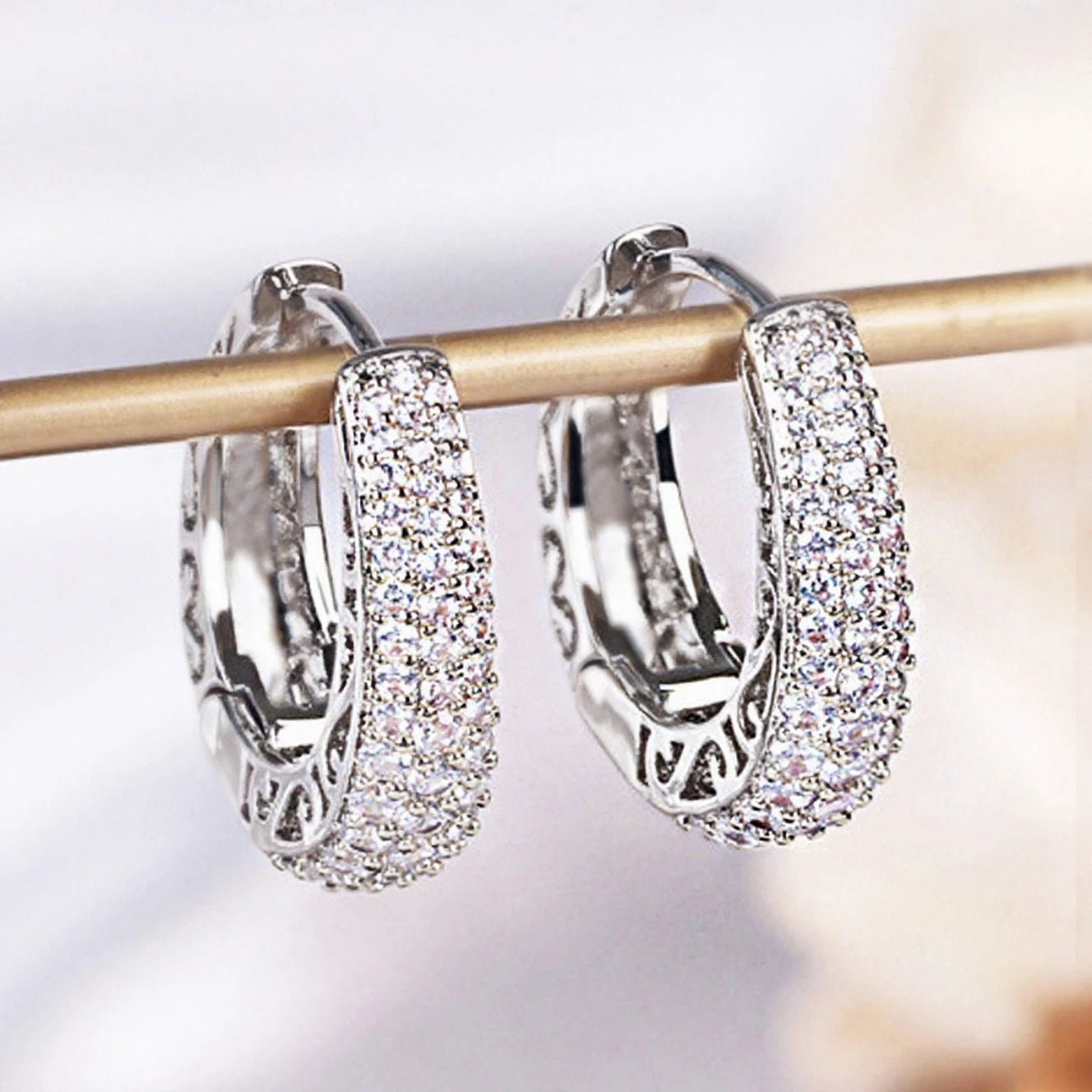 925 Sterling Silver Dazzling CZ Stone Hoop Earrings For Women Vintage Simple Zircon Circle Drop Earrings Elegant Party Jewelry - Kimlud