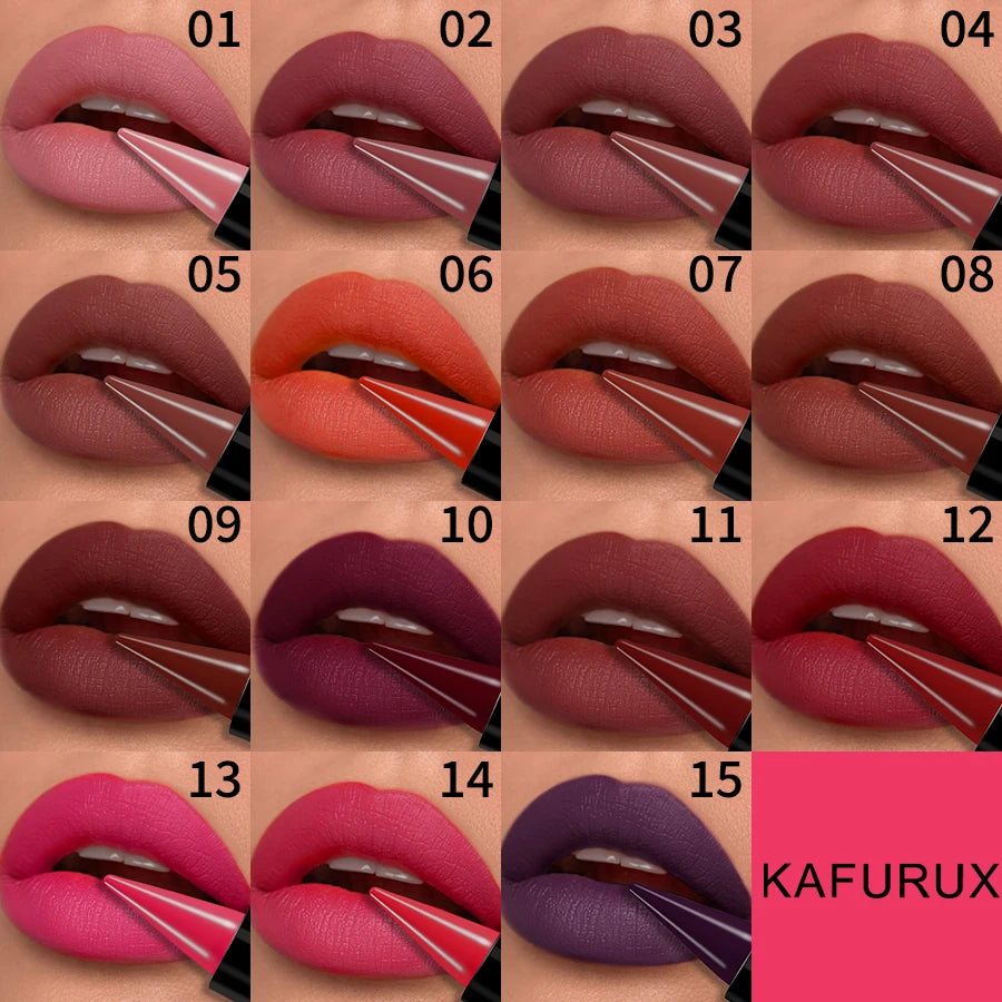 15-colors sexy red lipstick pen waterproof matte contour tint lipstick long lasting lip glaze brown lipliner pencil lip makeup