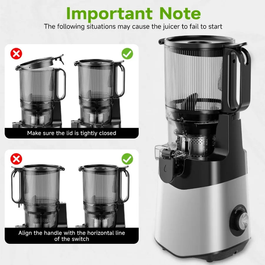 Cold Press Juicer with 5.3Inch Extra Large Feed Chute Designed for Whole Fruits and Vegetables 350W Slow Masticating Juicer Mac