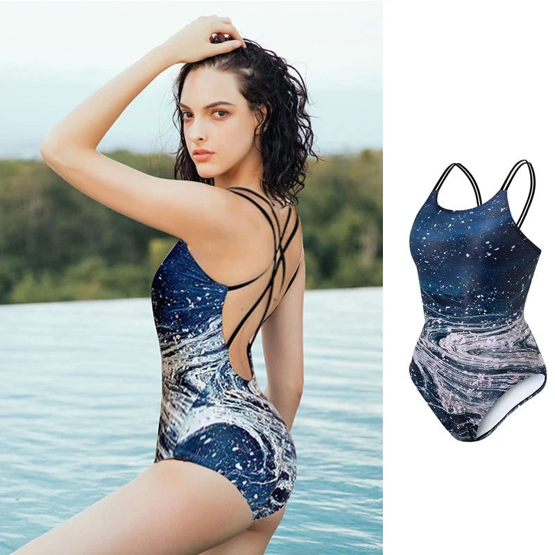 Women One Piece Backless Puch Up Water Sports Surfing Beach SwimWear Female Sexy Athletic Bathing SwimSuit Plus Size