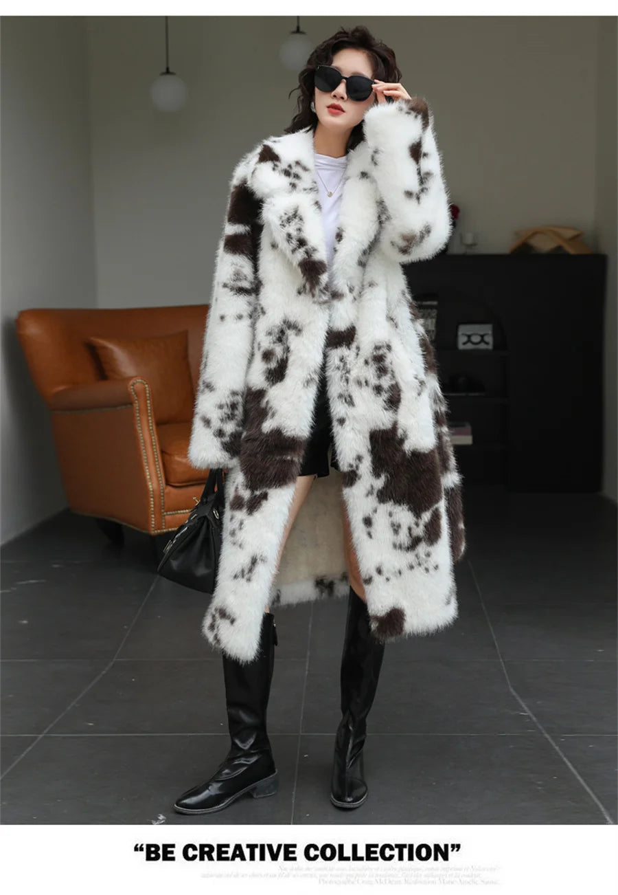 ZAROY Luxury Fluffy Faux Mink Fur Long Women's Coat Fashion Gradient Fur Winter Thick Warm Outerwear Brand Design Overcoat шу