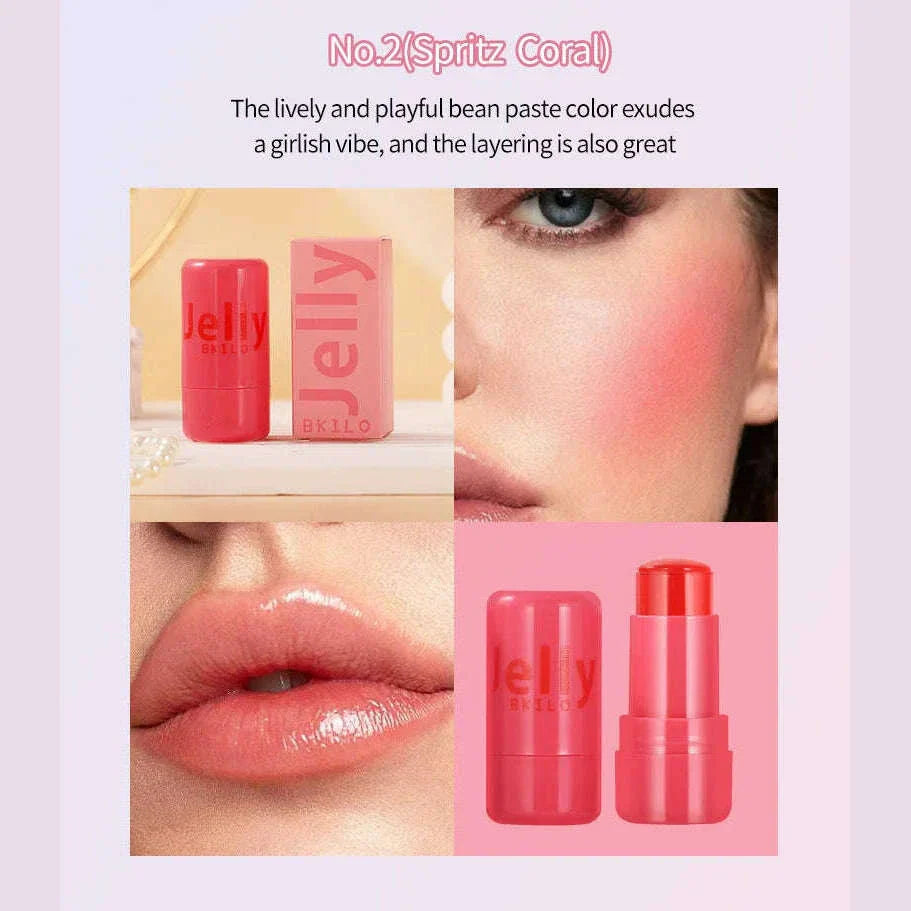 Jelly Cheek Blush Tint 3-in-1 Moisturized Blusher Sticker Water Long Lasting Brighten Matte Facial Contour Rouge Makeup