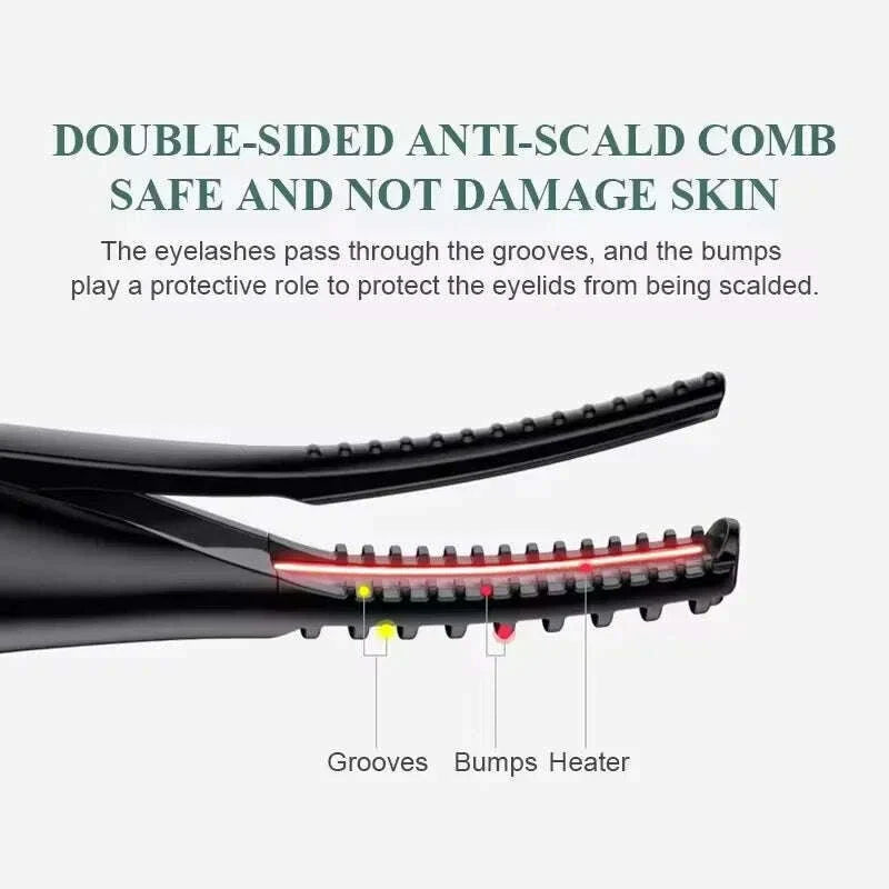 Electric Heated Eyelash Curler USB Rechargeable Eyelash curler Quickly heats natural Eyelash curler long-lasting makeup tool