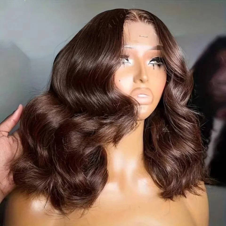 13x4 Bob Wig Human Hair Body Wave Brazilian Hair Pre Plucked and Natural Hairline HD Lace Frontal Wig Human Hair Pre...