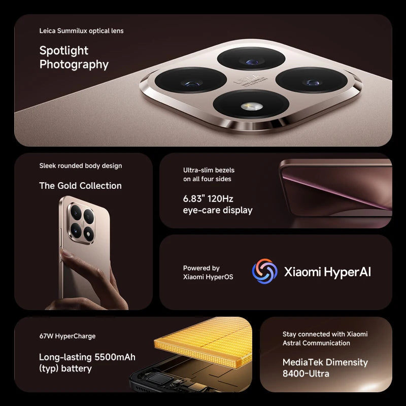 Global Version Xiaomi 15T 5G Smartphone 12GB RAM 256GB / 512GB ROM Leica Camera 6.83" AMOLED 120Hz 67W MTK Dimensity 8400-Ultra CPU NFC - Kimlud