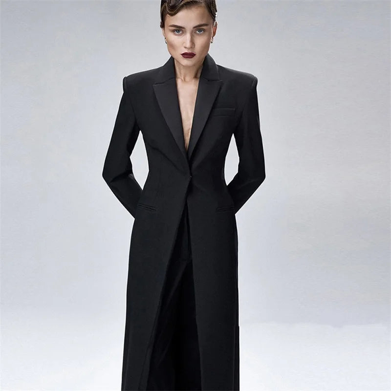 Long Women Suits Set Elegant For Wedding Blazer Party Tuxedo Office Lady Designer Jacket+Pants 2 Pieces Prom Dress Custom Made