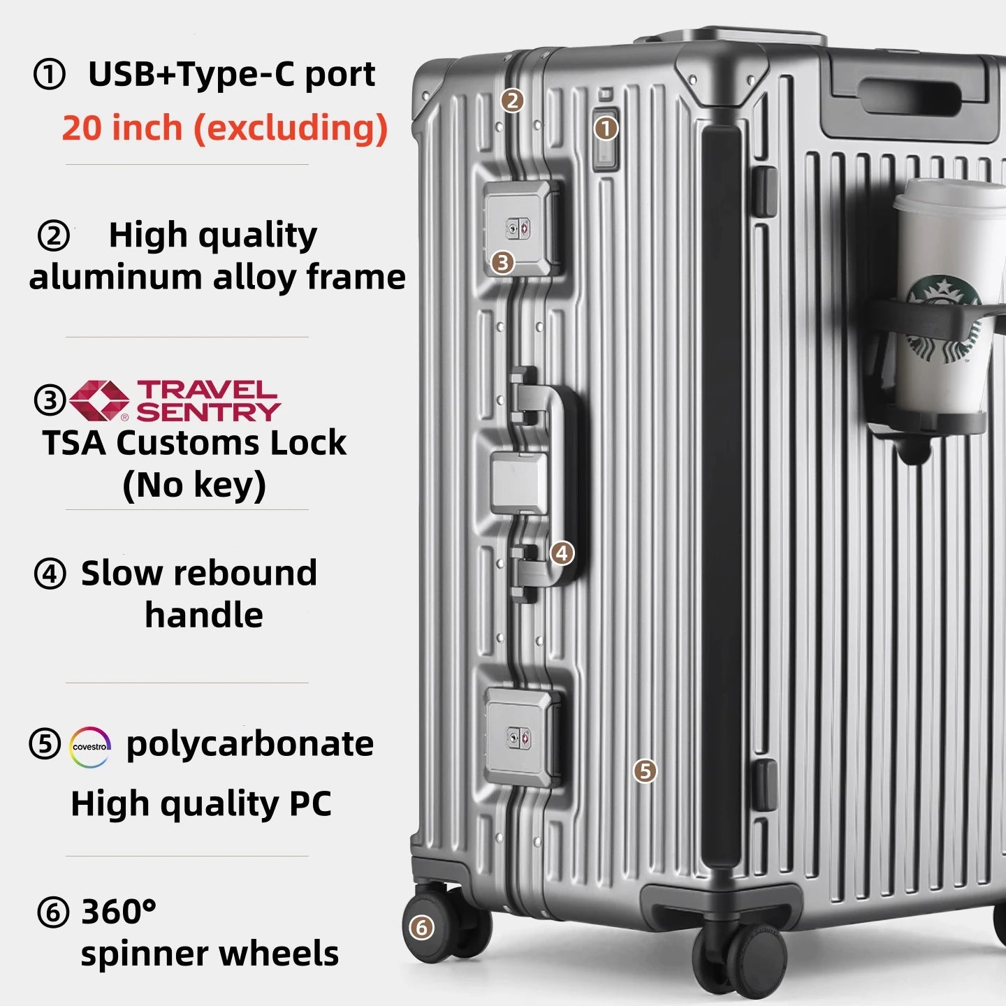 Luxury Suitcase High Quality Upgrade Thicken PC Material Rolling Luggage Aluminum Frame 20/24/26/28/30inch Travel Trolley Bags - Kimlud