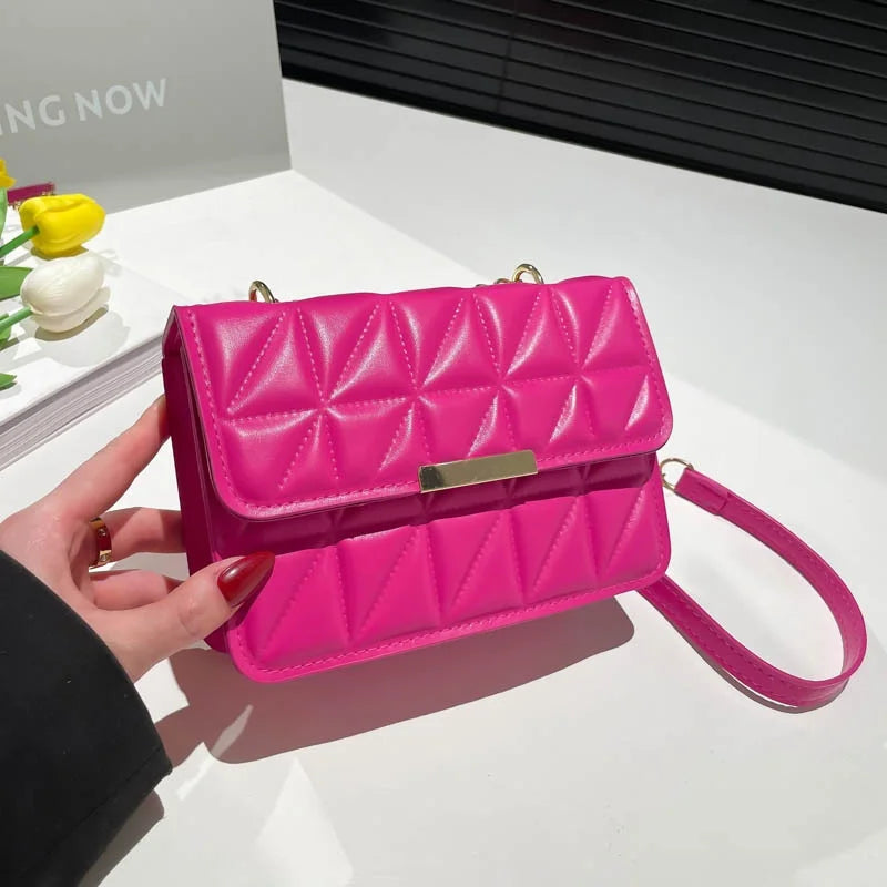 Elegant Korean Style Single Shoulder Chain Bag Simple Fashionable Streetwear Square Bag for Women Trendy Crossbody Bag - Kimlud