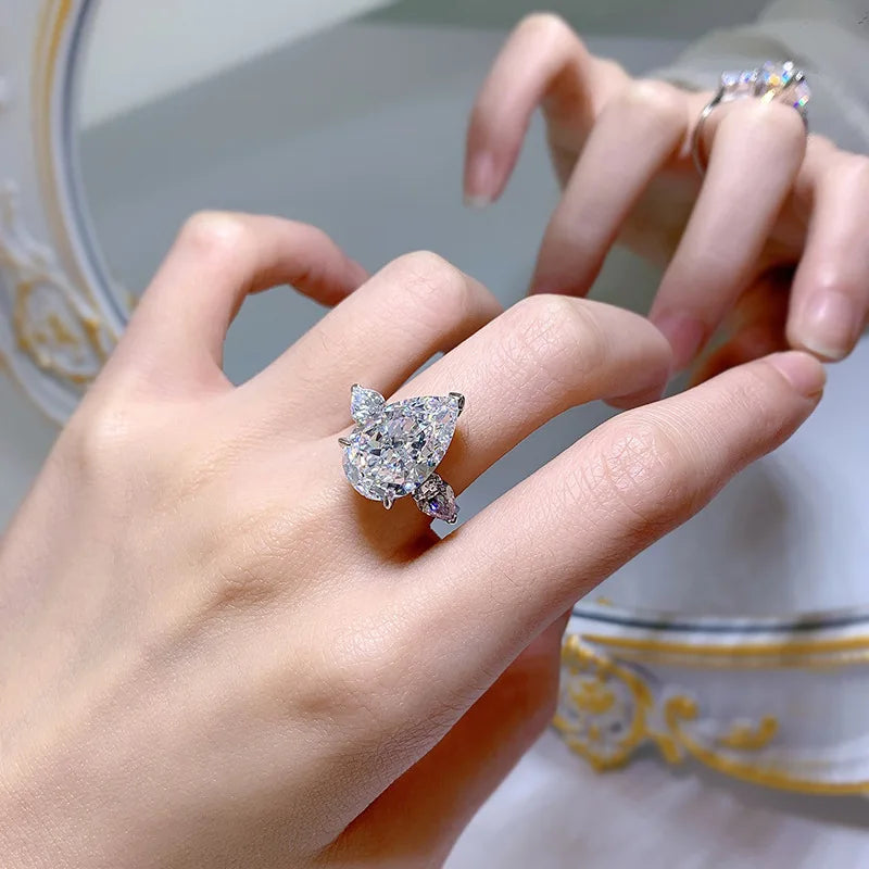 Pear Cut 11*17mm Moissanite Diamond Ring 100% Real 925 sterling silver Party Wedding band Rings for Women Men Engagement Jewelry