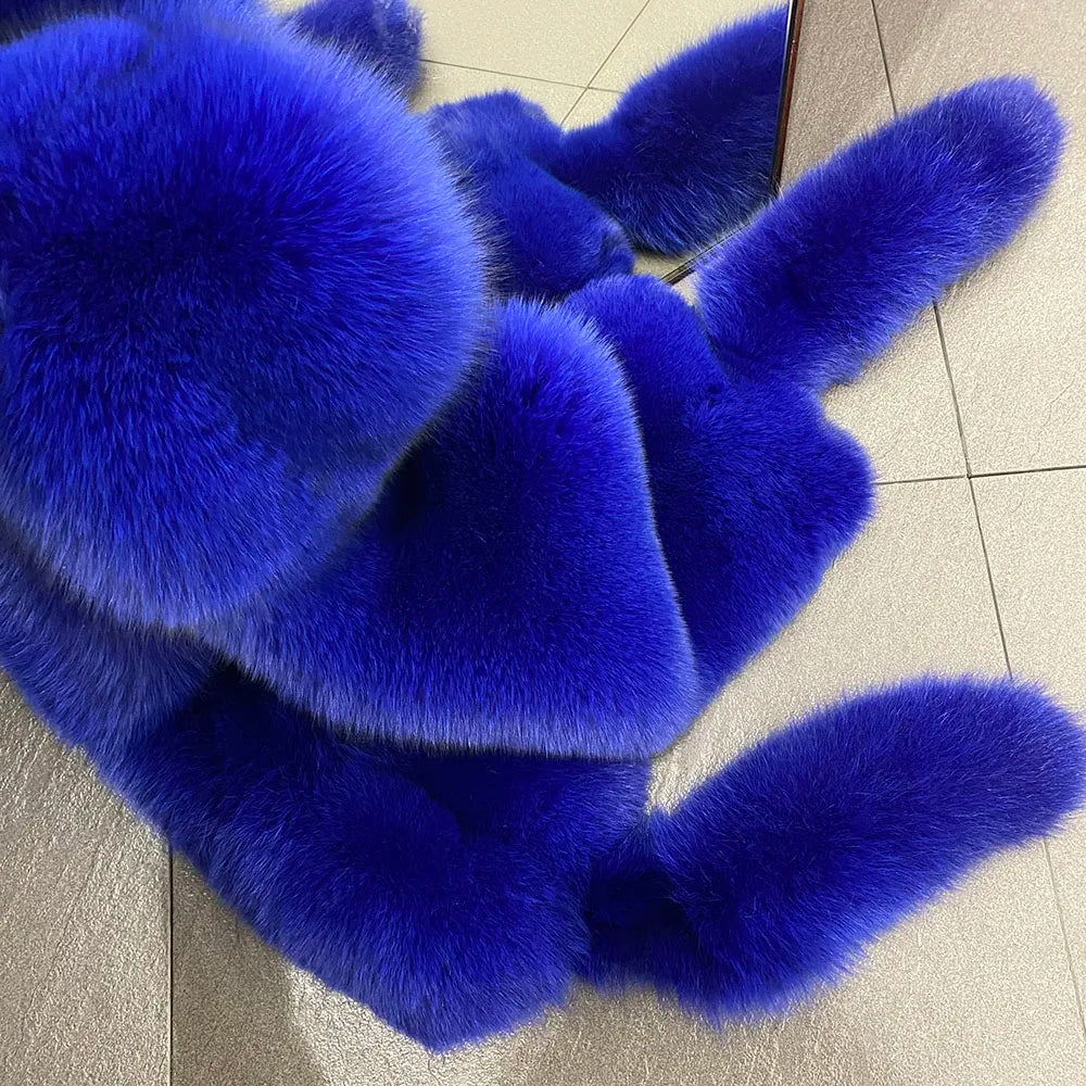 YOLOAgain 2025 Winter Warm Luxury Real Fox Fur Scarf Women Natural Fox Fur Scarf Shawl Female