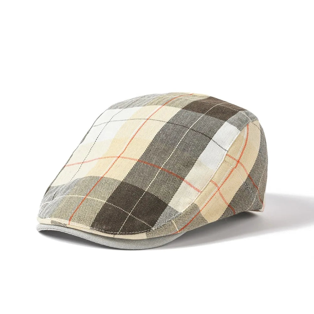 Retro Y2k Plaid Dot Beret Colorful Checkered Pattern Newsboy Cap Visor Fashion Forward Cap Orward Hat